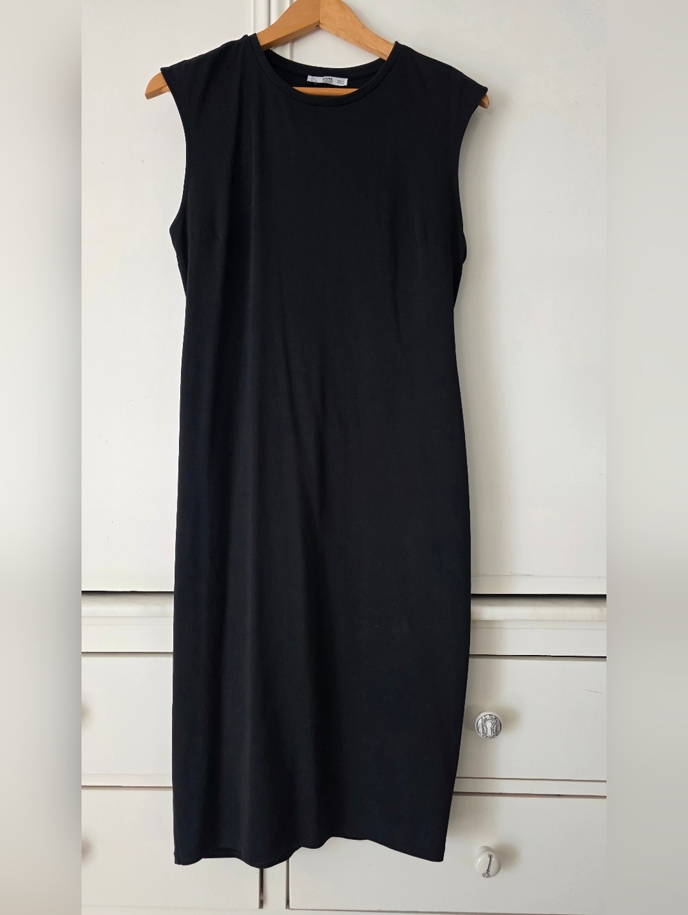 Zara Collection Woman Basic Black Sleeveless Body Con Midi Dress